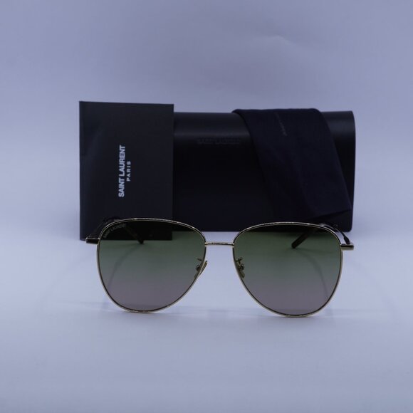 Saint Laurent SL328/K 007 Aviator Sunglasses - Gold/Green Gradient - Picture 4 of 10